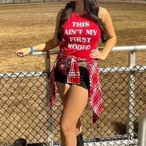 Women’s This Ain't My First Rodeo Red Tank Top Size S
